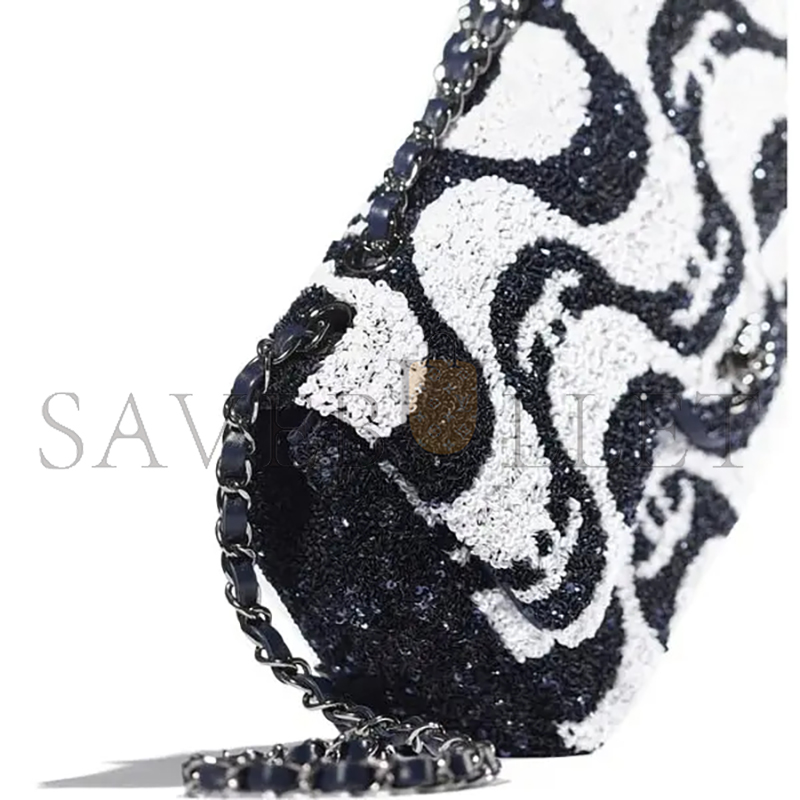 CHANEL MASTER SEQUINS WHITE & BLACK FLAP BAG A01112 (25*15*6cm)